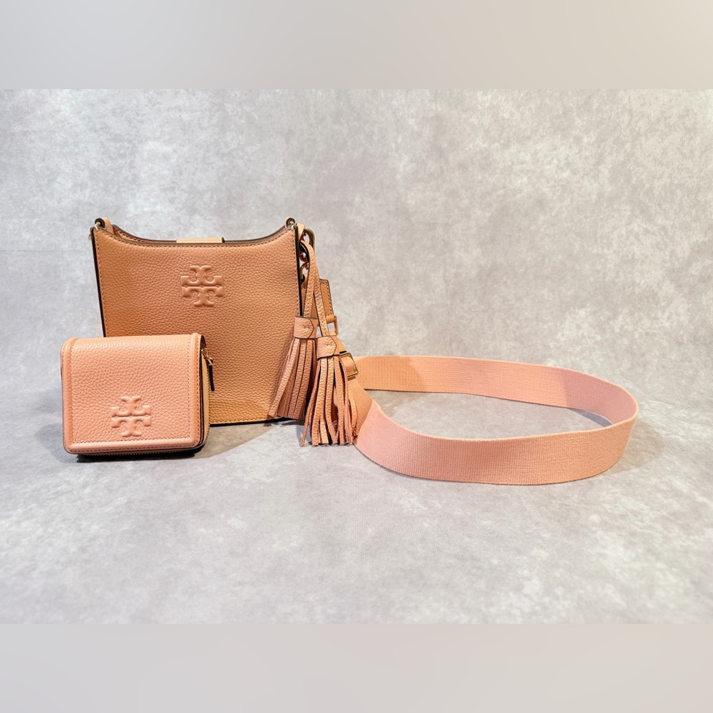 Tory Burch Thea Mini Web Shoulder Bag Crossbody and matching Thea bifold wallet